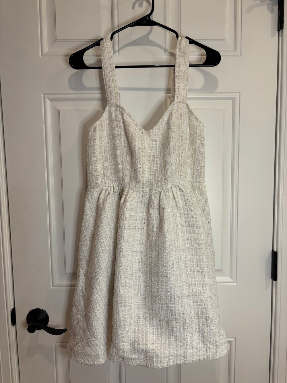 Lulus Charming Pose Ivory Tweed Sequin Mini Dress – Medium
